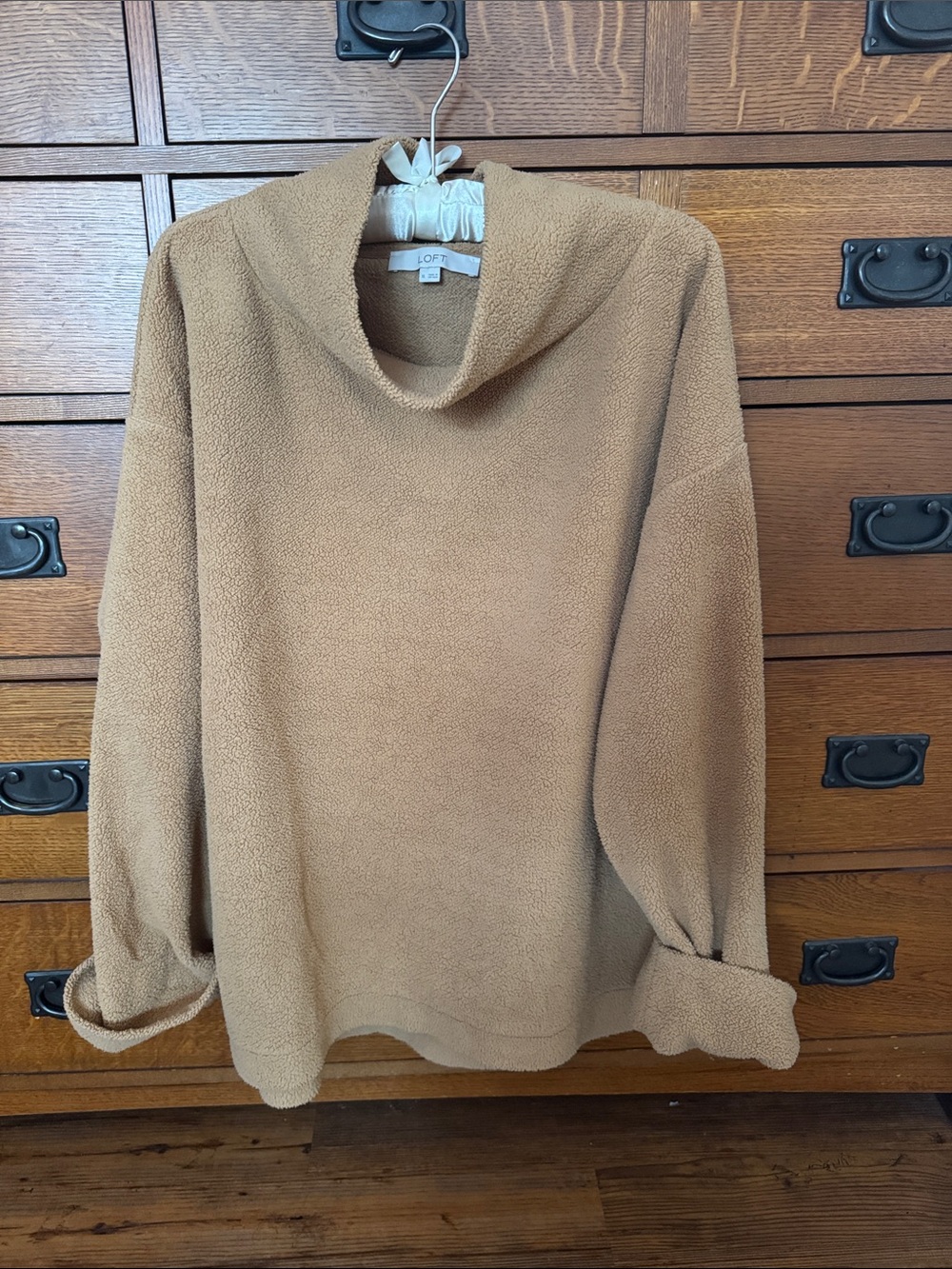LOFT Camel Funnel Neck Cozy Pullover Sweater